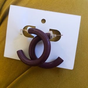 Purple iridescent small hoop earrings